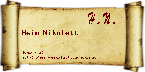 Heim Nikolett névjegykártya